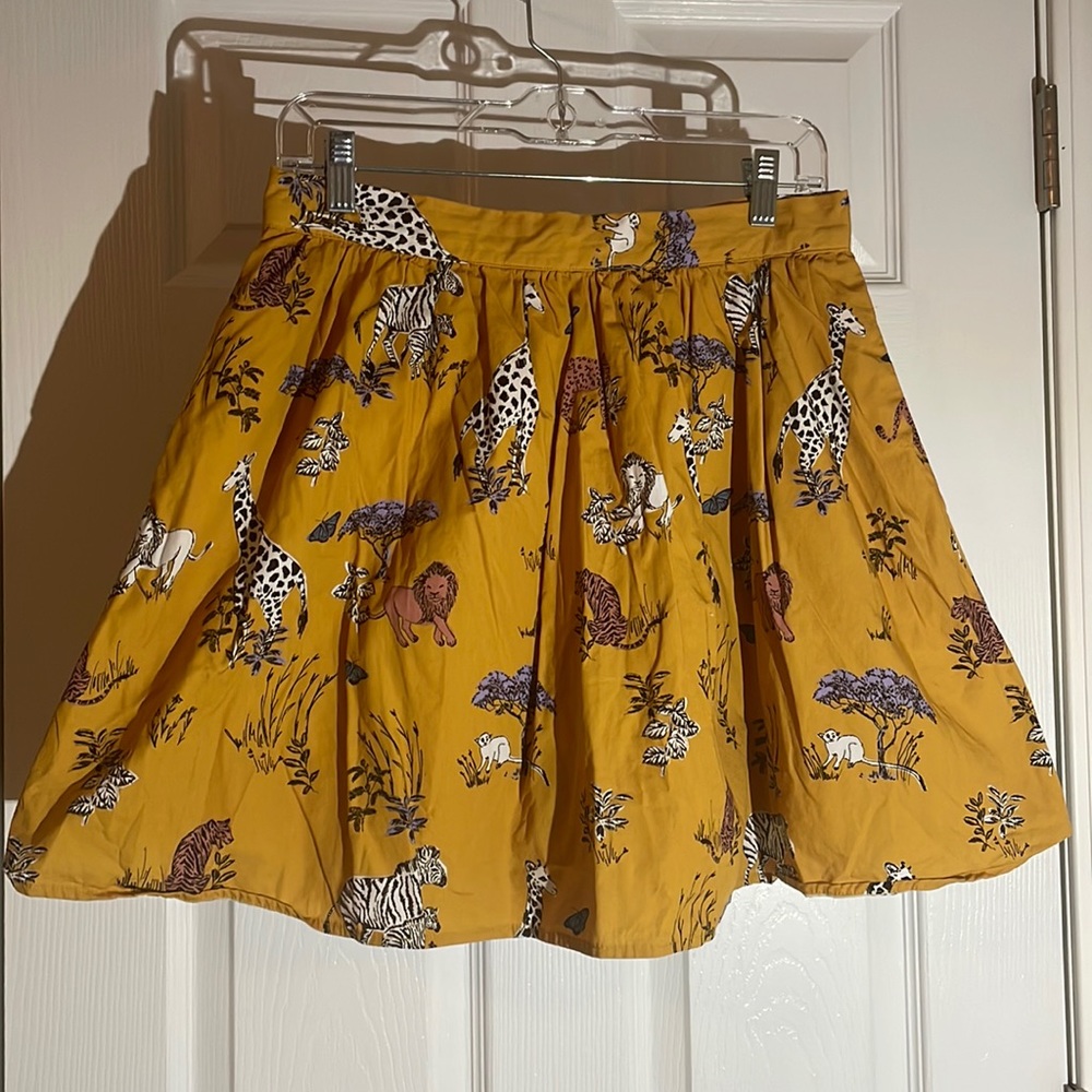 ModCloth Brand Mustard Animal Print Mini Skirt